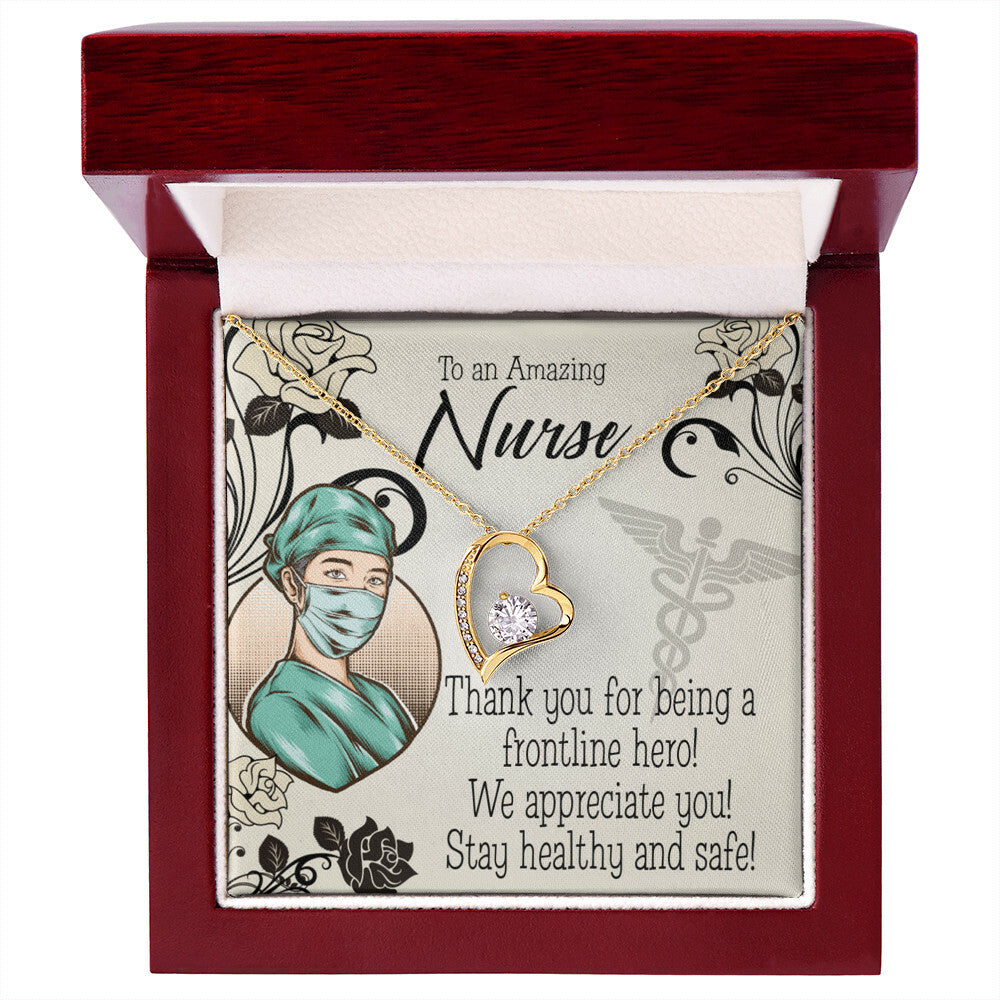 Thank You Frontliner Hero Healthcare Medical Worker Nurse Appreciation Gift Worker Forever Necklace w Message Card-Express Your Love Gifts