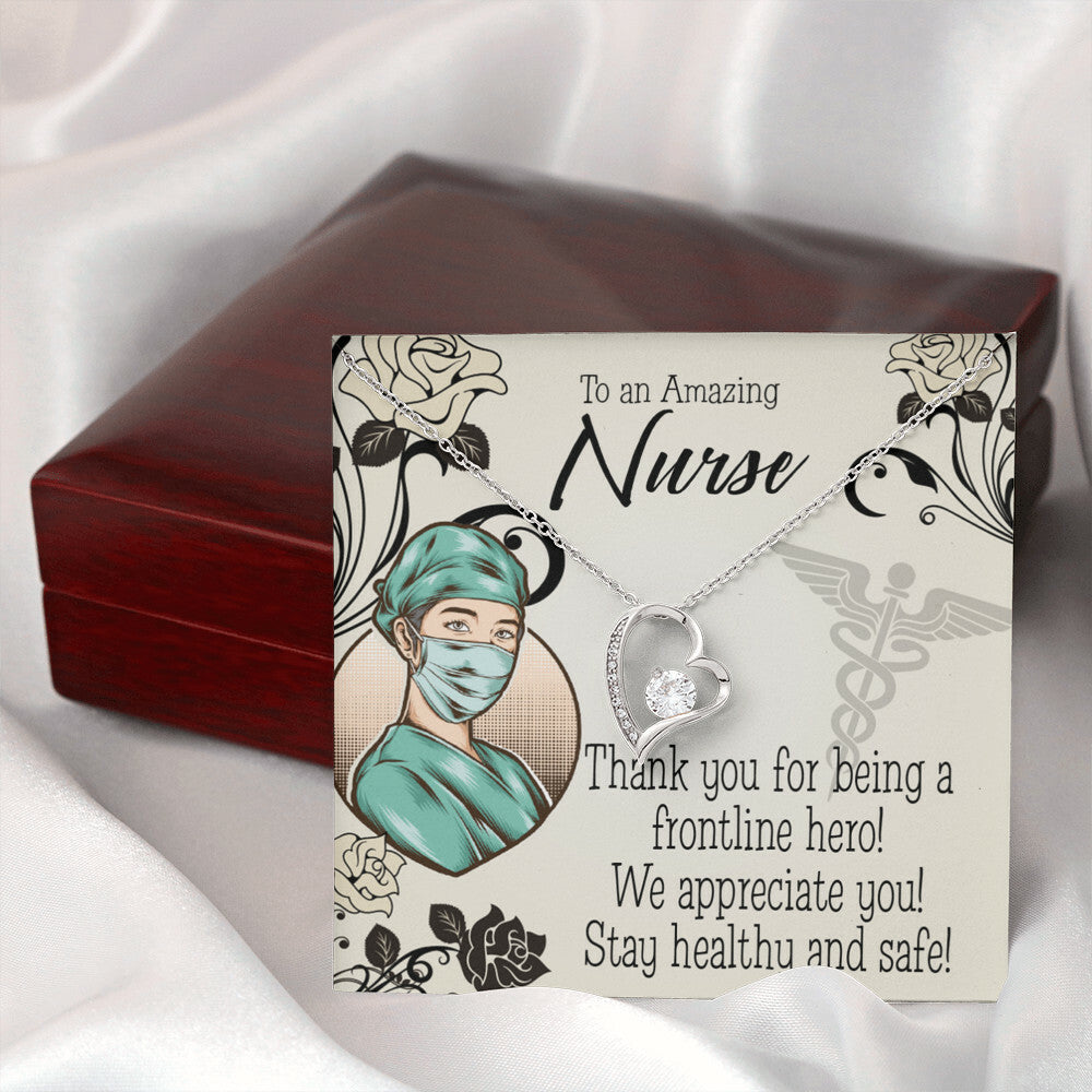 Thank You Frontliner Hero Healthcare Medical Worker Nurse Appreciation Gift Worker Forever Necklace w Message Card-Express Your Love Gifts