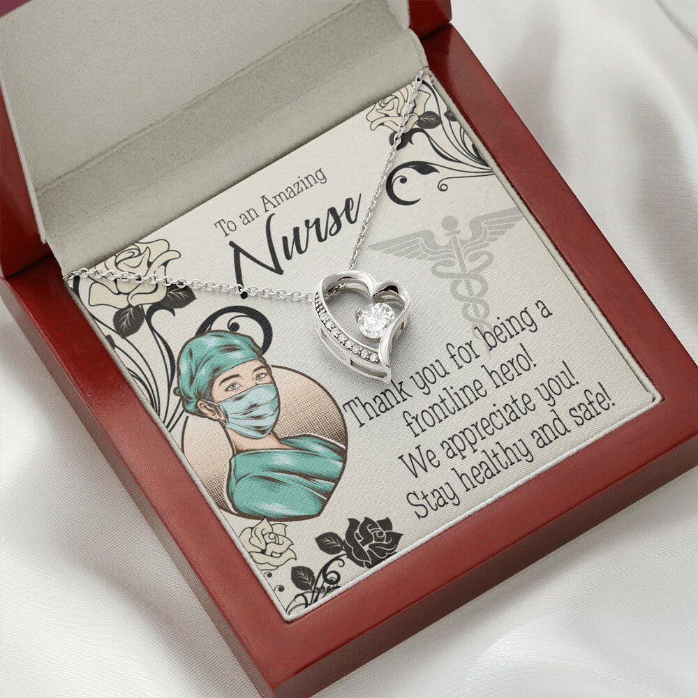 Thank You Frontliner Hero Healthcare Medical Worker Nurse Appreciation Gift Worker Forever Necklace w Message Card-Express Your Love Gifts