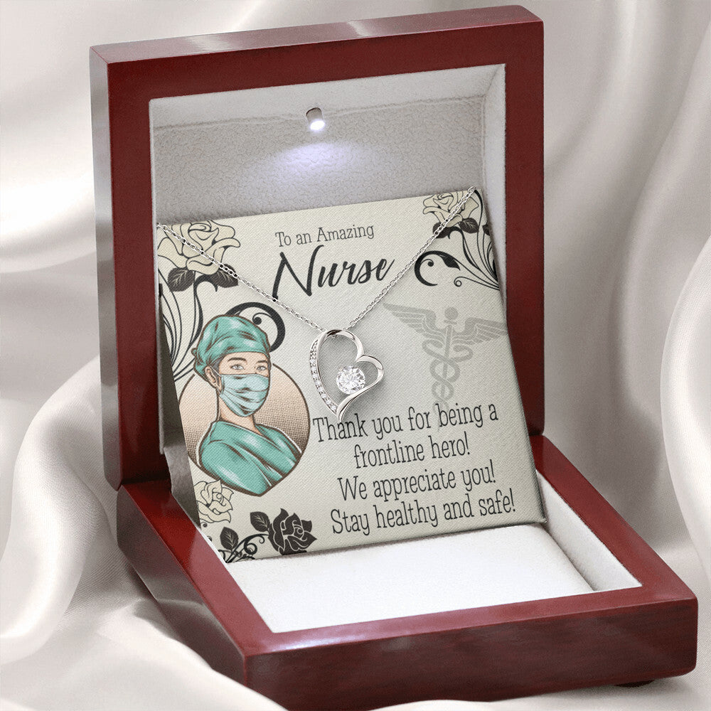 Thank You Frontliner Hero Healthcare Medical Worker Nurse Appreciation Gift Worker Forever Necklace w Message Card-Express Your Love Gifts