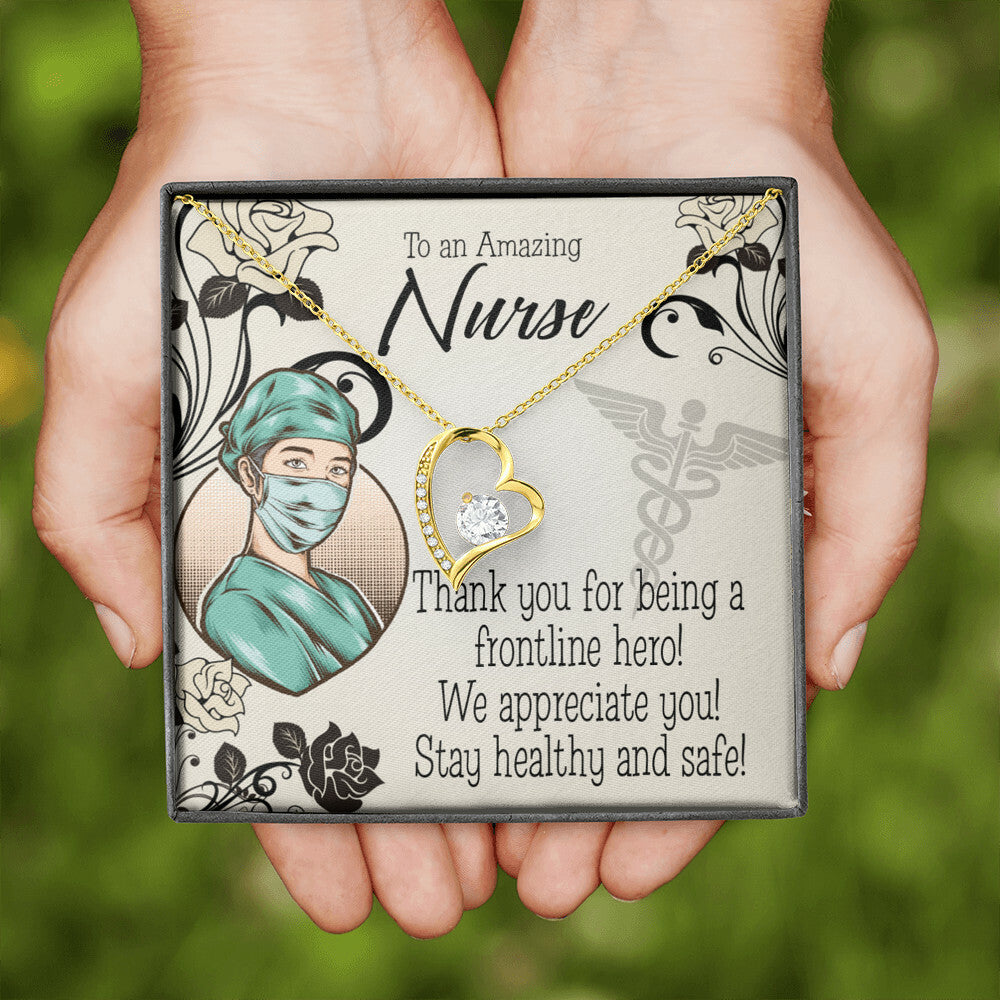 Thank You Frontliner Hero Healthcare Medical Worker Nurse Appreciation Gift Worker Forever Necklace w Message Card-Express Your Love Gifts