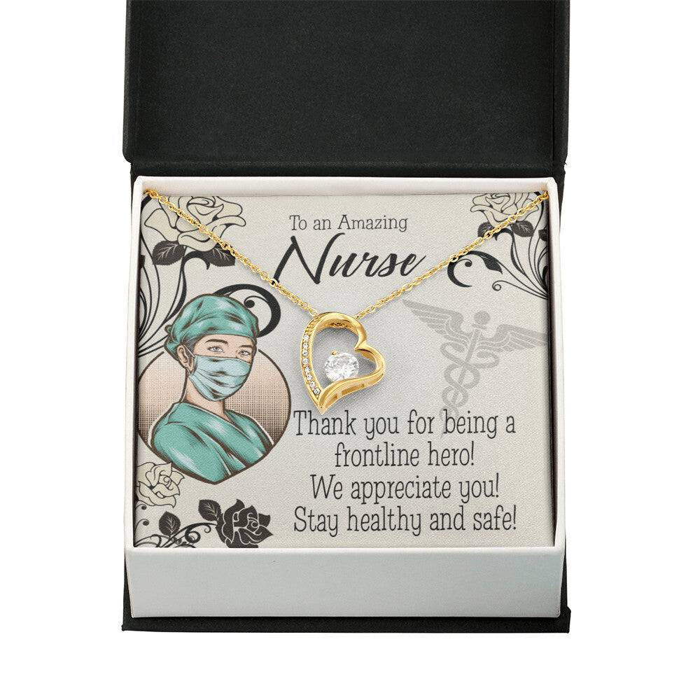 Thank You Frontliner Hero Healthcare Medical Worker Nurse Appreciation Gift Worker Forever Necklace w Message Card-Express Your Love Gifts