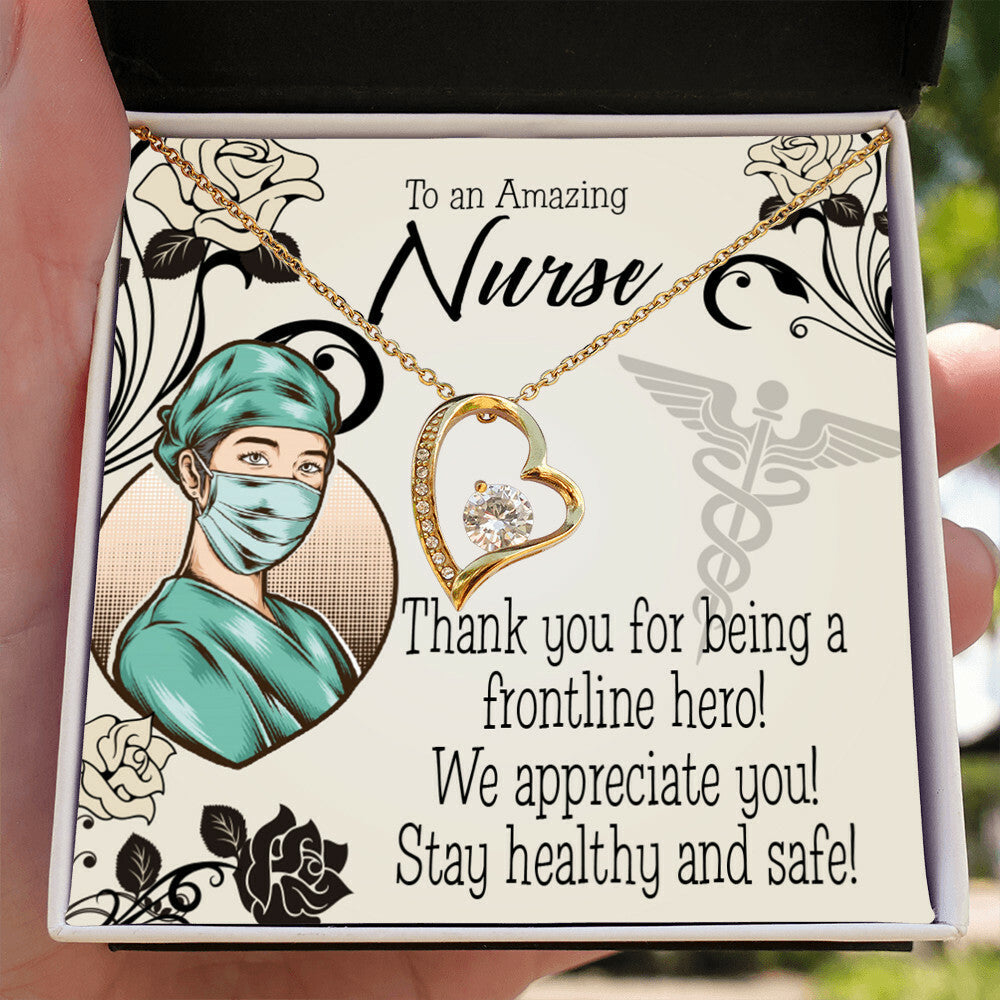Thank You Frontliner Hero Healthcare Medical Worker Nurse Appreciation Gift Worker Forever Necklace w Message Card-Express Your Love Gifts