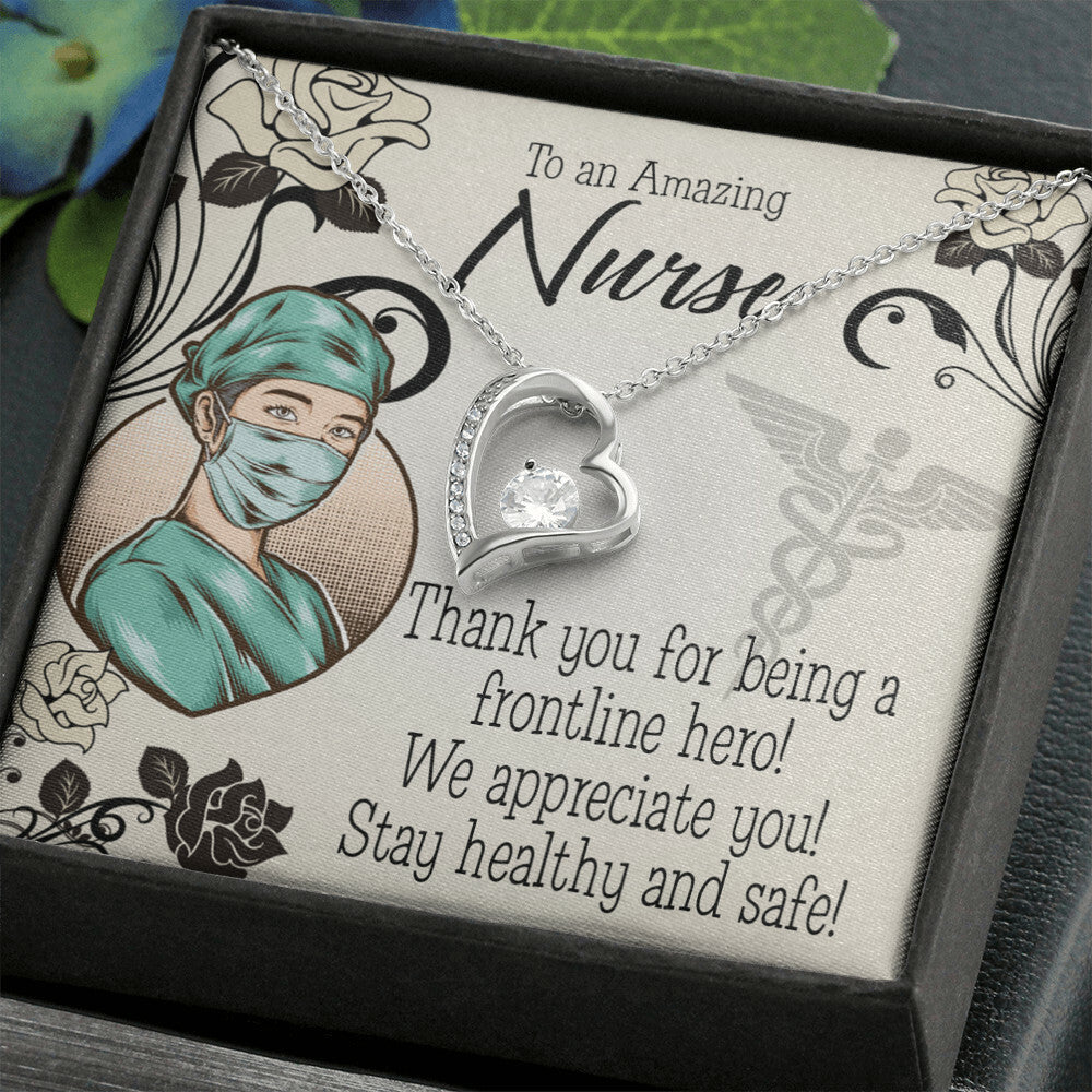 Thank You Frontliner Hero Healthcare Medical Worker Nurse Appreciation Gift Worker Forever Necklace w Message Card-Express Your Love Gifts