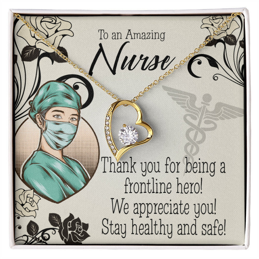 Thank You Frontliner Hero Healthcare Medical Worker Nurse Appreciation Gift Worker Forever Necklace w Message Card-Express Your Love Gifts