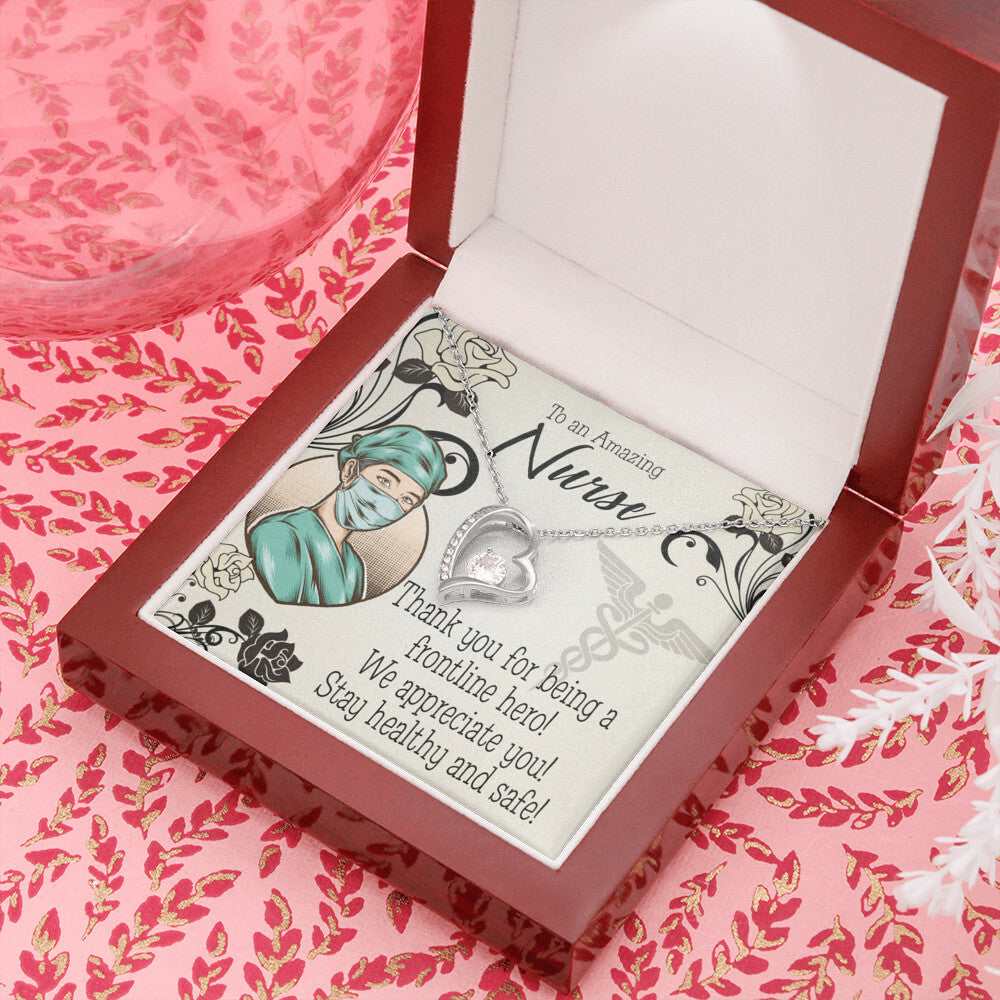 Thank You Frontliner Hero Healthcare Medical Worker Nurse Appreciation Gift Worker Forever Necklace w Message Card-Express Your Love Gifts