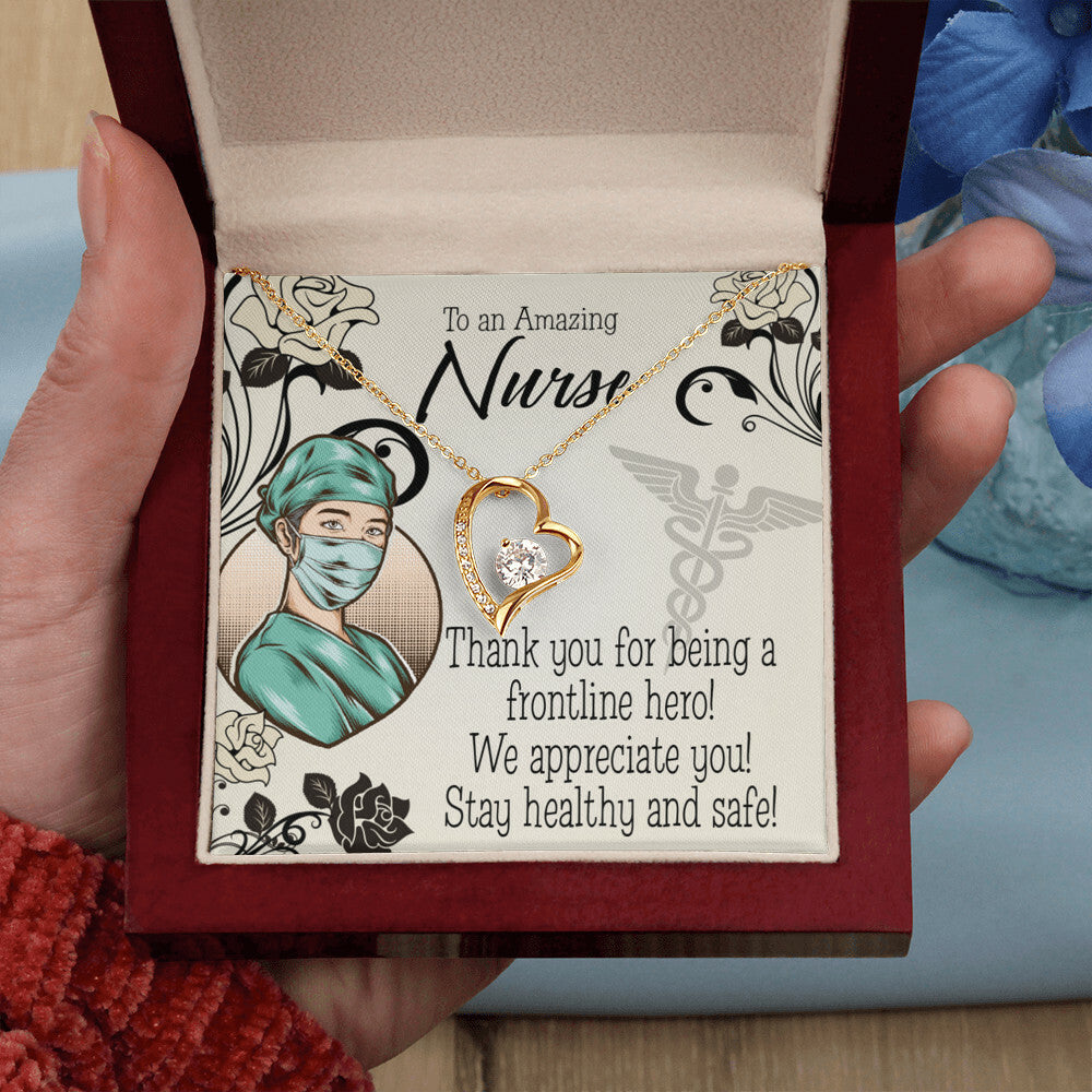 Thank You Frontliner Hero Healthcare Medical Worker Nurse Appreciation Gift Worker Forever Necklace w Message Card-Express Your Love Gifts