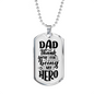 Thank You Hero Dad Necklace Stainless Steel or 18k Gold Dog Tag 24" Chain-Express Your Love Gifts
