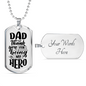 Thank You Hero Dad Necklace Stainless Steel or 18k Gold Dog Tag 24" Chain-Express Your Love Gifts