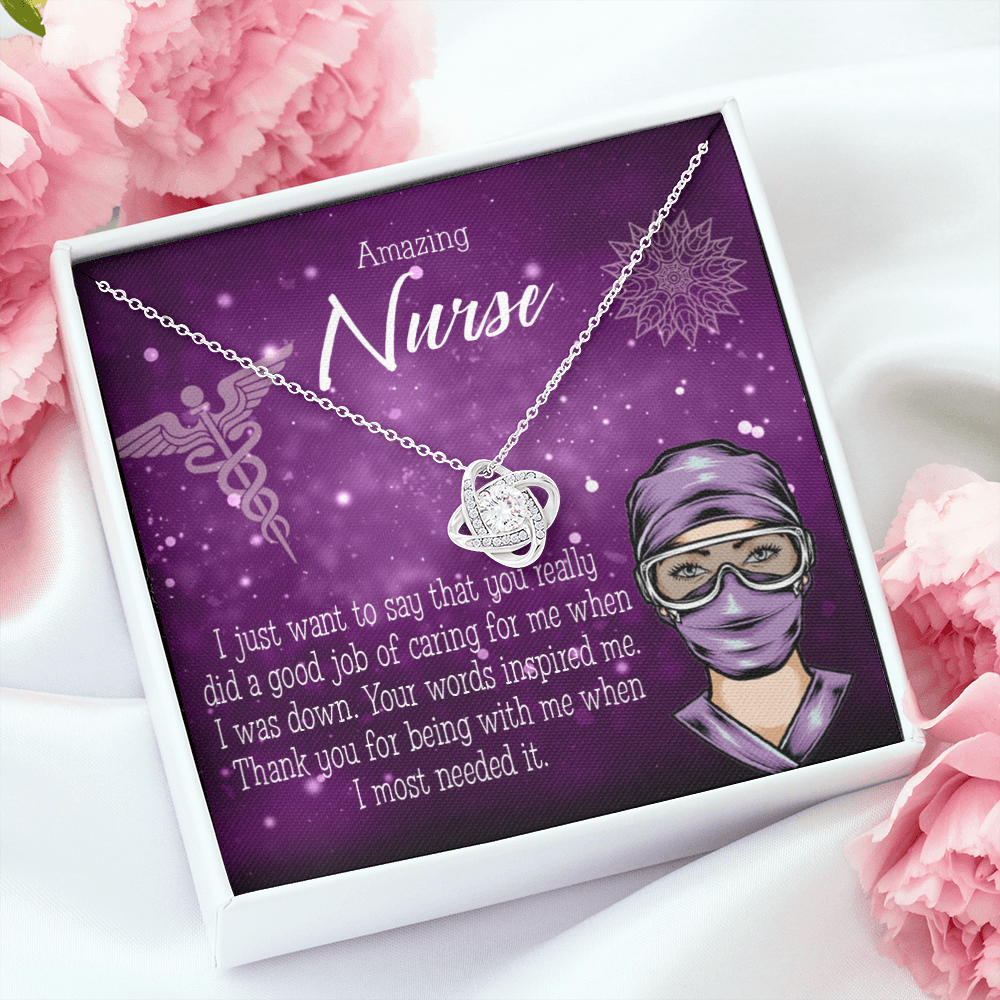 Thanks for Being There Healthcare Medical Worker Nurse Appreciation Gift Infinity Knot Necklace Message Card-Express Your Love Gifts