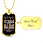 Thanks To Lord Psalm 107:1 Necklace Stainless Steel or 18k Gold Dog Tag 24"-Express Your Love Gifts