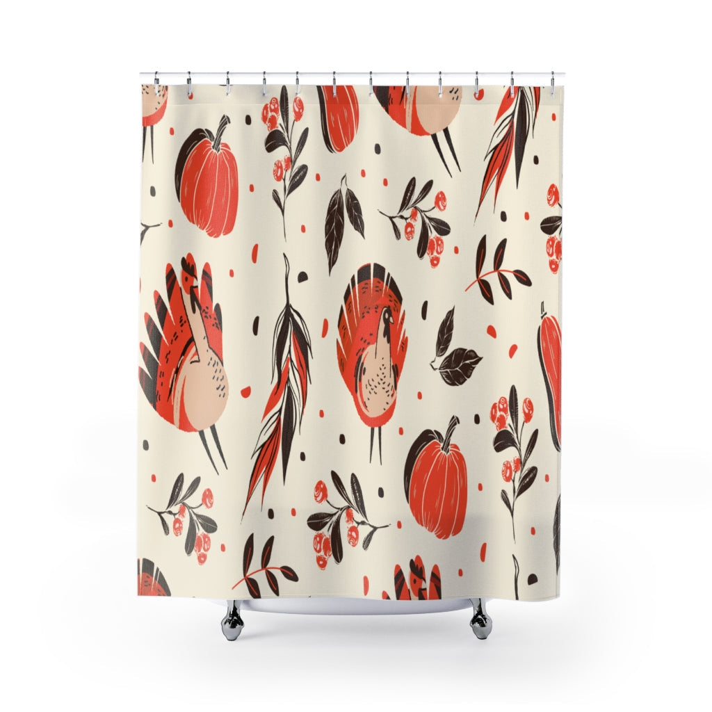 Thanksgiving Autumn Pattern Stylish Design 71" x 74" Elegant Waterproof Shower Curtain for a Spa-like Bathroom Paradise Exceptional Craftsmanship-Express Your Love Gifts