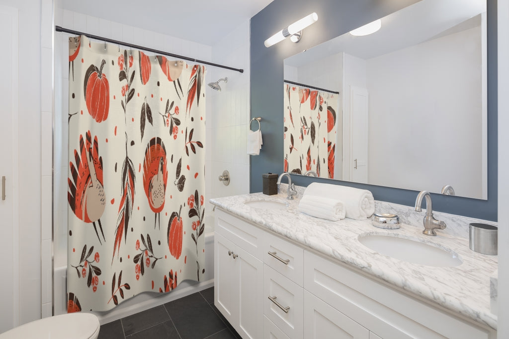 Thanksgiving Autumn Pattern Stylish Design 71" x 74" Elegant Waterproof Shower Curtain for a Spa-like Bathroom Paradise Exceptional Craftsmanship-Express Your Love Gifts