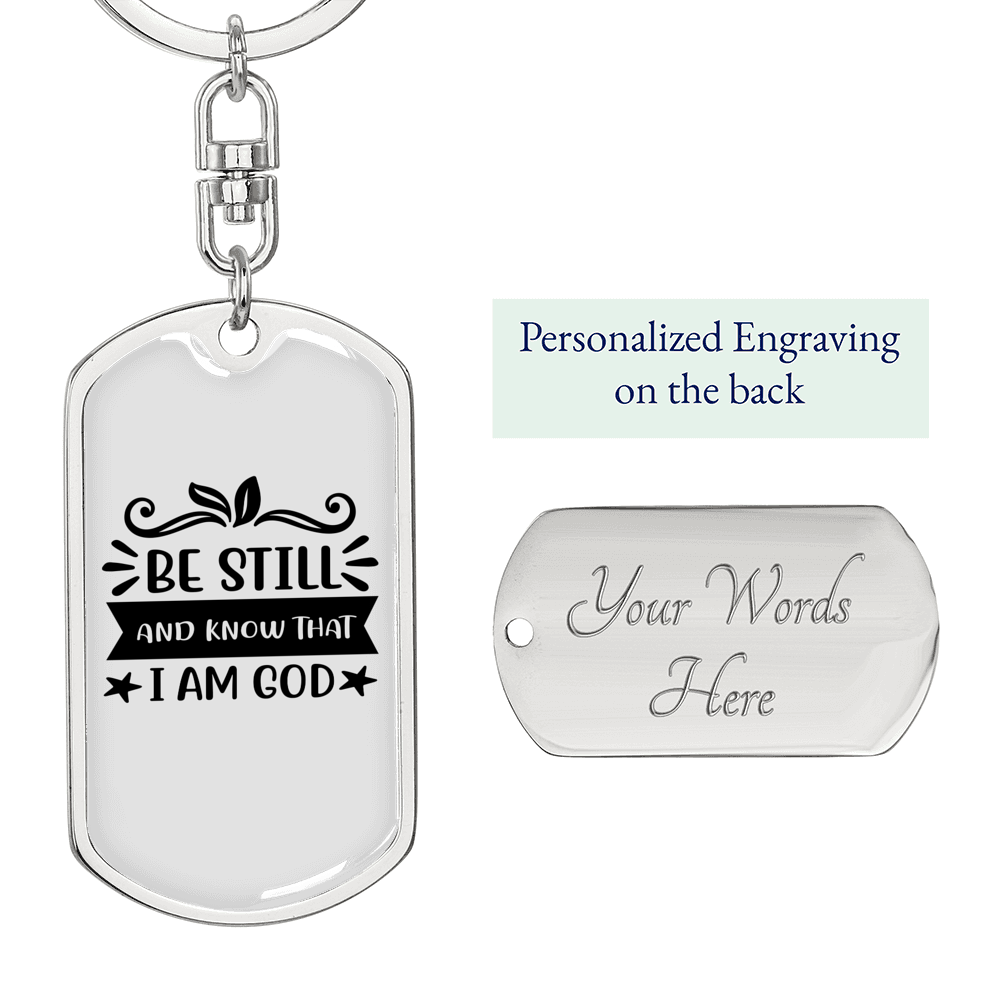 That I Am God Keychain Stainless Steel or 18k Gold Dog Tag Keyring-Express Your Love Gifts