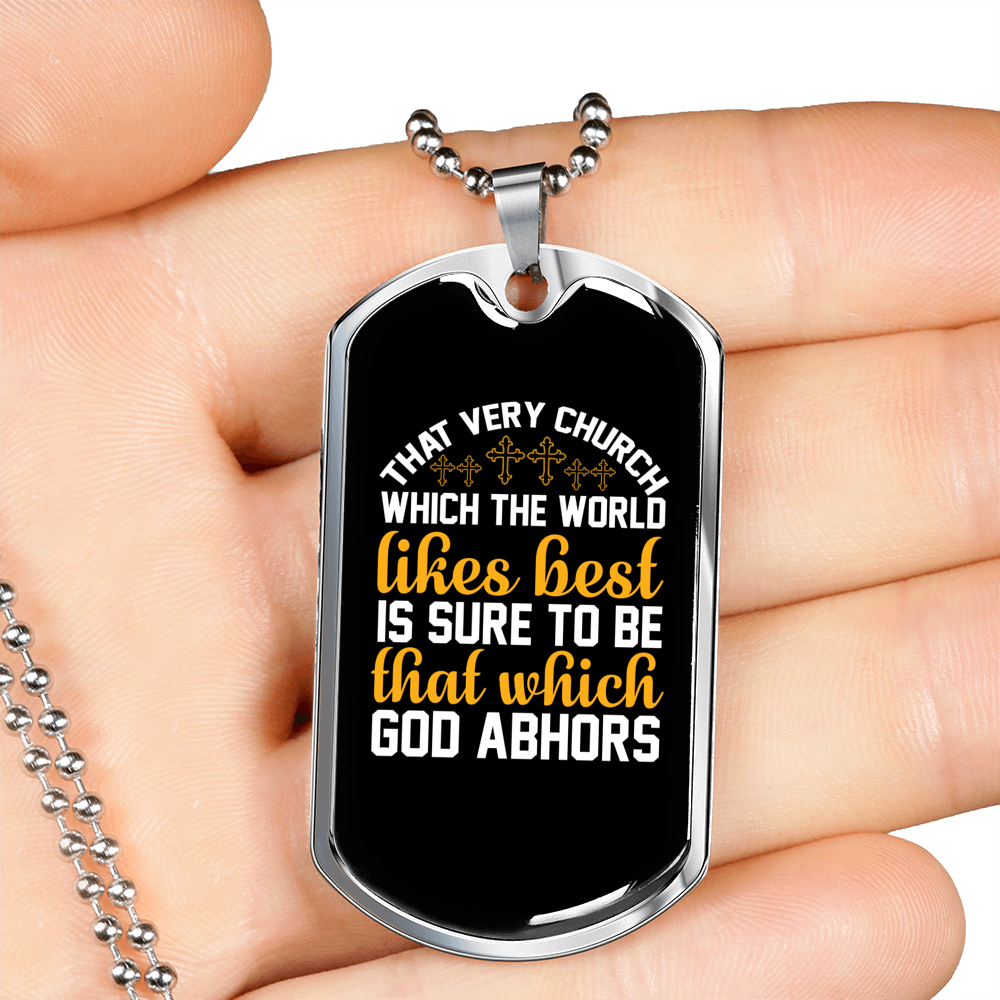 That Very Church The World Christian Necklace Stainless Steel or 18k Gold Dog Tag 24" Chain-Express Your Love Gifts