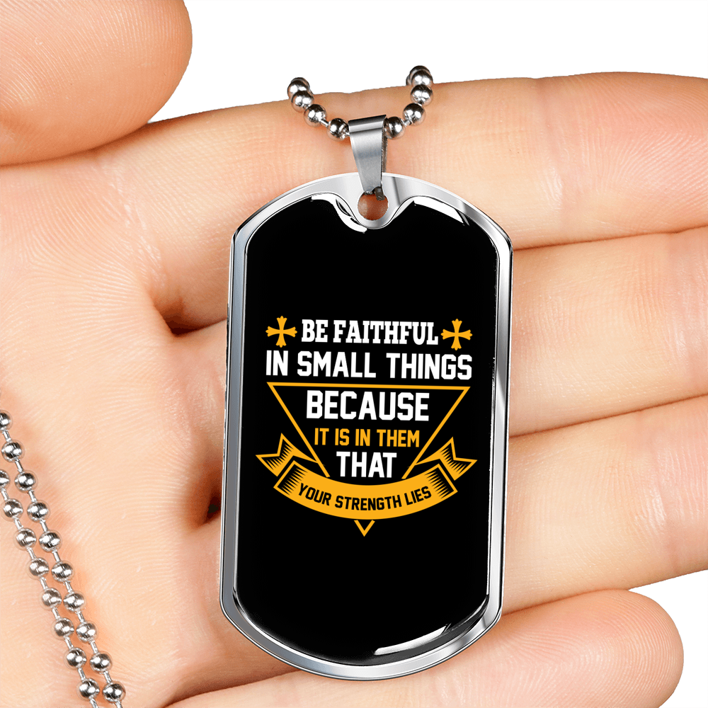 That Your Strengh Lies Christian Necklace Stainless Steel or 18k Gold Dog Tag 24" Chain-Express Your Love Gifts