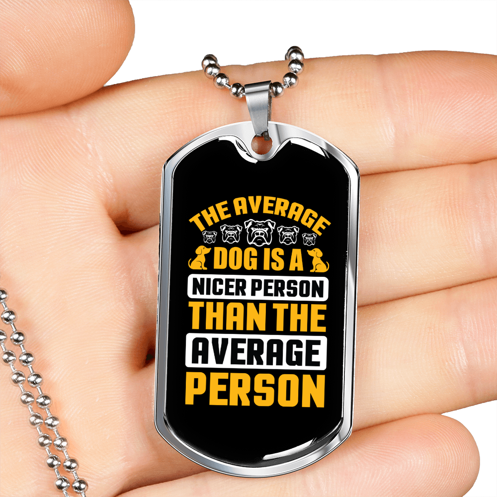 The Average Dog Yellow Necklace Stainless Steel or 18k Gold Dog Tag 24" Chain-Express Your Love Gifts