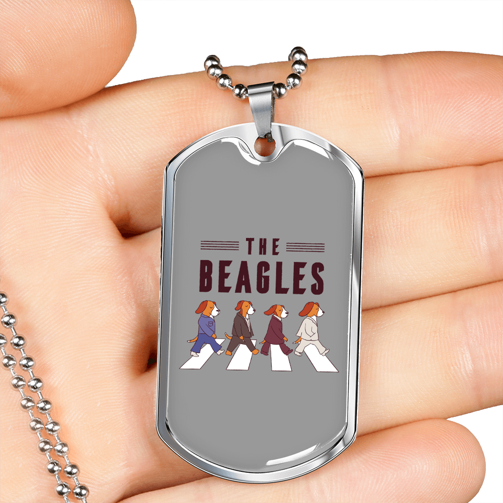 The Beagles Necklace Stainless Steel or 18k Gold Dog Tag 24" Chain-Express Your Love Gifts