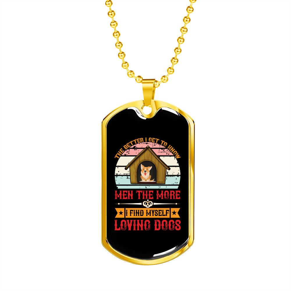 The Better Men Loving Dogs Red Necklace Stainless Steel or 18k Gold Dog Tag 24" Chain-Express Your Love Gifts