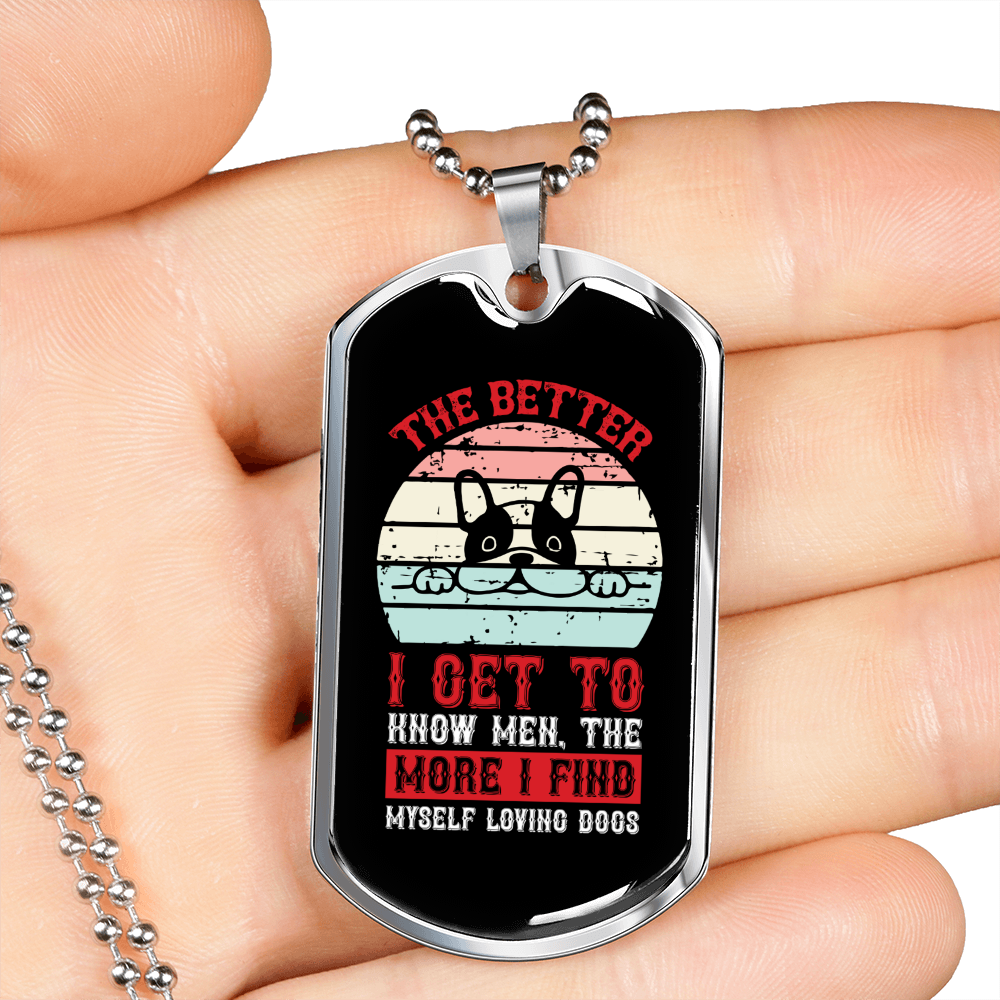 The Better Men Red Necklace Stainless Steel or 18k Gold Dog Tag 24" Chain-Express Your Love Gifts