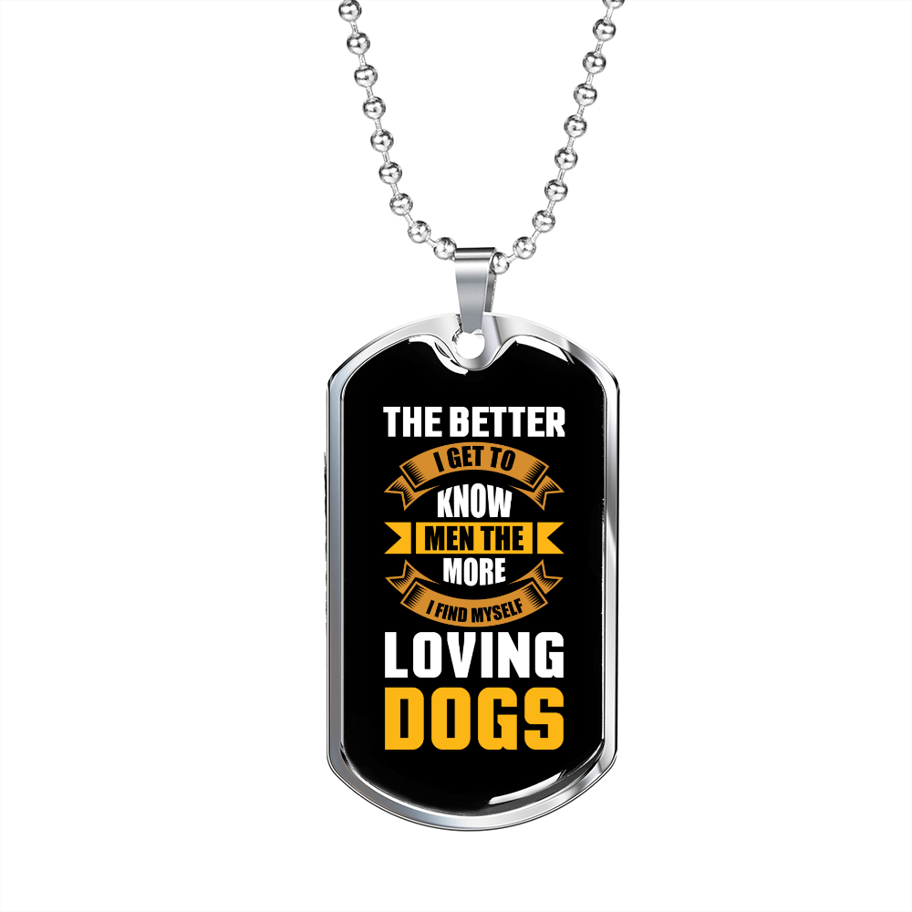 The Better Men Yellow Necklace Stainless Steel or 18k Gold Dog Tag 24" Chain-Express Your Love Gifts