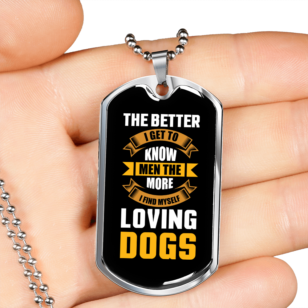 The Better Men Yellow Necklace Stainless Steel or 18k Gold Dog Tag 24" Chain-Express Your Love Gifts