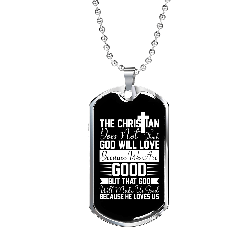 The Christian Does Christian Necklace Stainless Steel or 18k Gold Dog Tag 24" Chain-Express Your Love Gifts