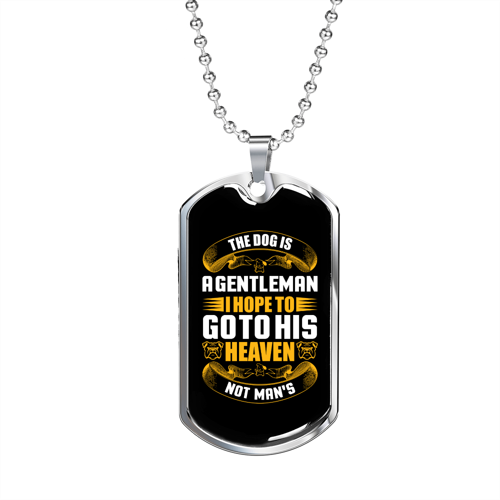 The Dog is a Gentleman Yellow Necklace Stainless Steel or 18k Gold Dog Tag 24" Chain-Express Your Love Gifts