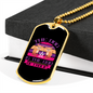 The Dog is Frolic Pink Necklace Stainless Steel or 18k Gold Dog Tag 24" Chain-Express Your Love Gifts