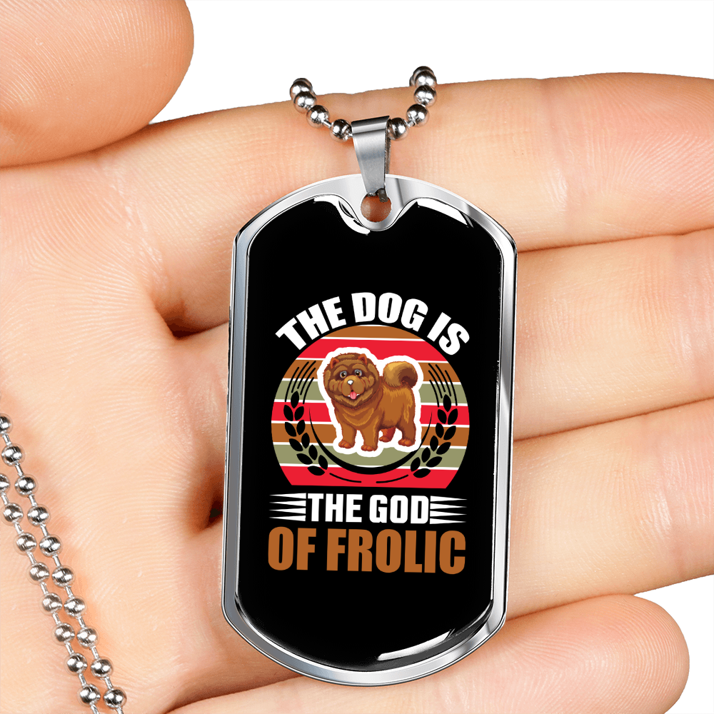 The Dog is The God of Frolic Colors Necklace Stainless Steel or 18k Gold Dog Tag 24" Chain-Express Your Love Gifts
