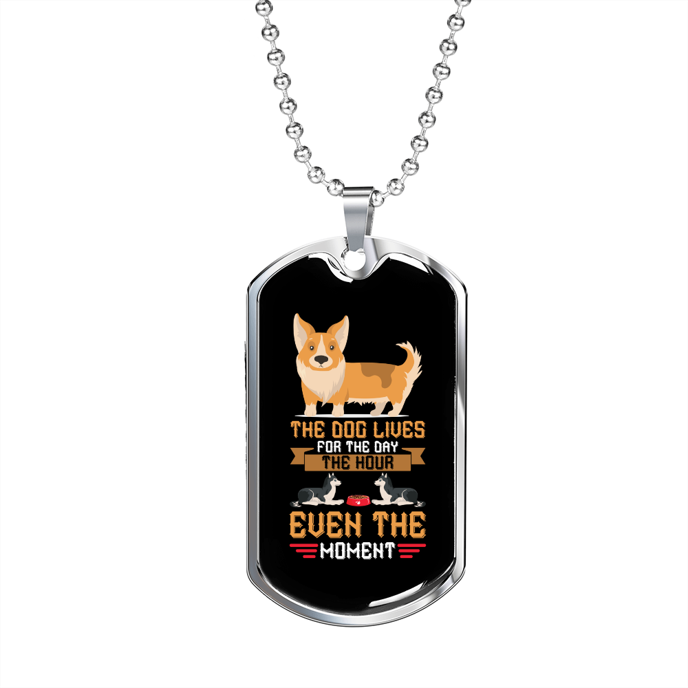 The Dog Lives Necklace Stainless Steel or 18k Gold Dog Tag 24" Chain-Express Your Love Gifts