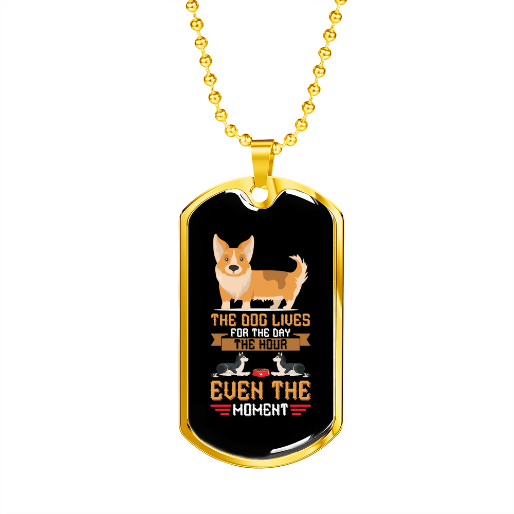 The Dog Lives Necklace Stainless Steel or 18k Gold Dog Tag 24" Chain-Express Your Love Gifts