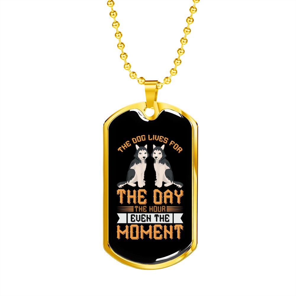 The Dog Lives Siberian Necklace Stainless Steel or 18k Gold Dog Tag 24" Chain-Express Your Love Gifts