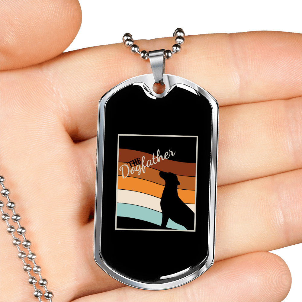 The Dogfather Necklace Stainless Steel or 18k Gold Dog Tag 24" Chain-Express Your Love Gifts