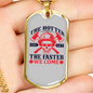 The Faster We Come Firefighter Gift Stainless Steel or 18k Gold Dog Tag 24" Chain-Express Your Love Gifts