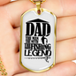 The Fishing Legend Dad Necklace Stainless Steel or 18k Gold Dog Tag 24" Chain-Express Your Love Gifts