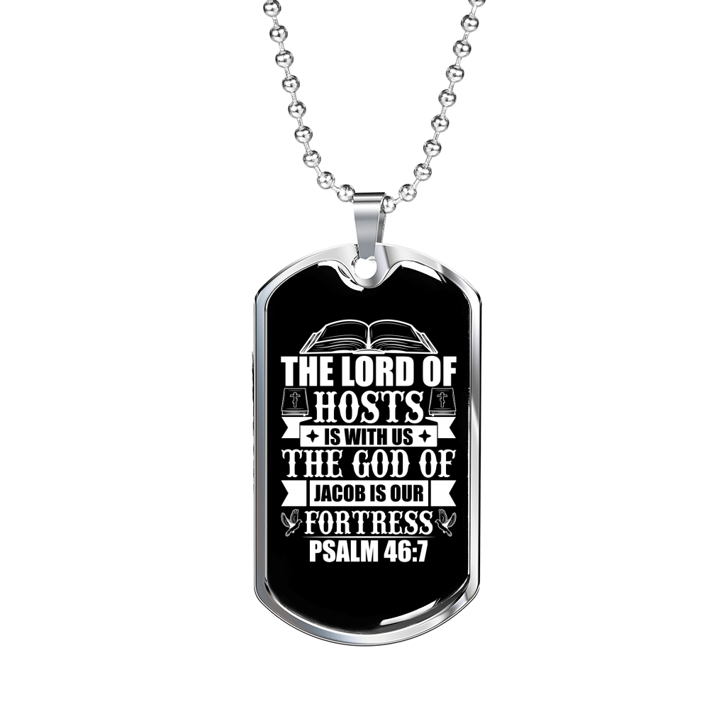 The God Of Fortress Christian Necklace Stainless Steel or 18k Gold Dog Tag 24" Chain-Express Your Love Gifts