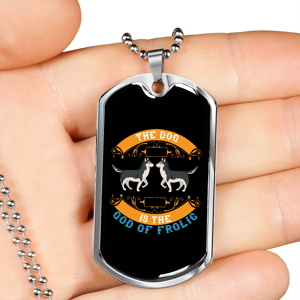 The God of Frolic Necklace Stainless Steel or 18k Gold Dog Tag 24" Chain-Express Your Love Gifts