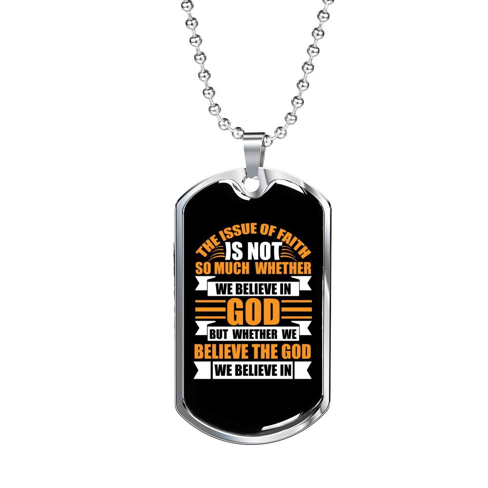 The God We Believe Christian Necklace Stainless Steel or 18k Gold Dog Tag 24" Chain-Express Your Love Gifts