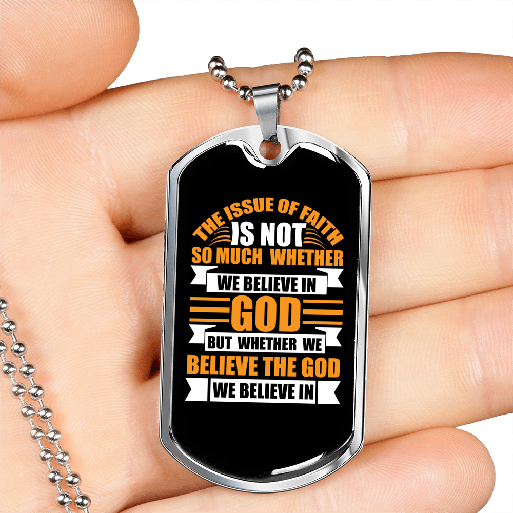 The God We Believe Christian Necklace Stainless Steel or 18k Gold Dog Tag 24" Chain-Express Your Love Gifts