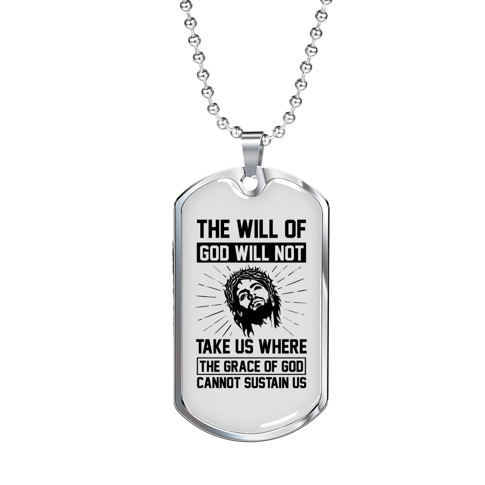 The Grace Of God Christian Necklace Stainless Steel or 18k Gold Dog Tag 24" Chain-Express Your Love Gifts
