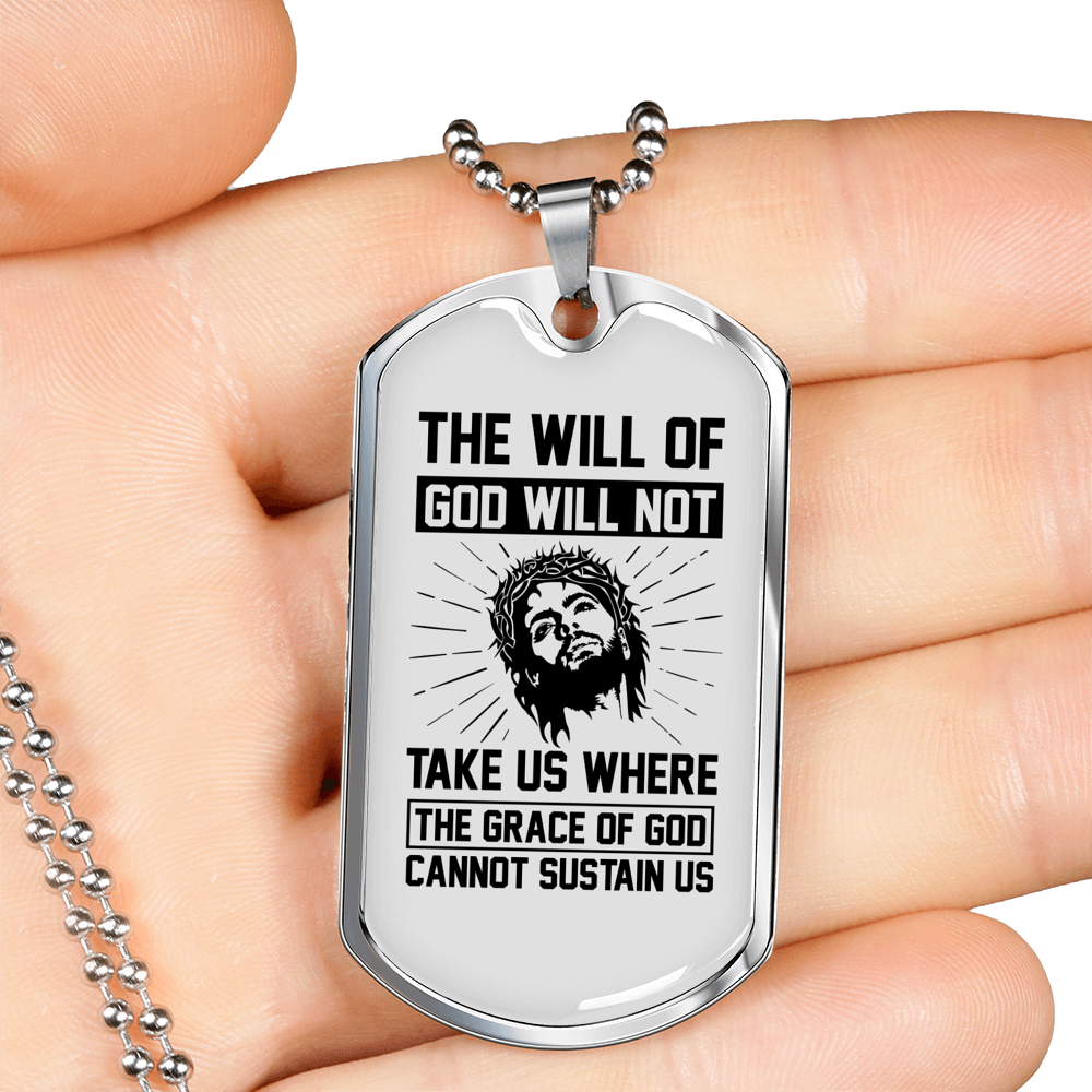 The Grace Of God Christian Necklace Stainless Steel or 18k Gold Dog Tag 24" Chain-Express Your Love Gifts