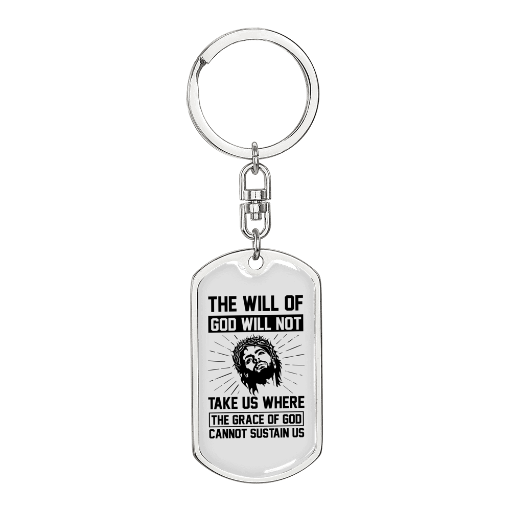 The Grace Of God Keychain Stainless Steel or 18k Gold Dog Tag Keyring-Express Your Love Gifts