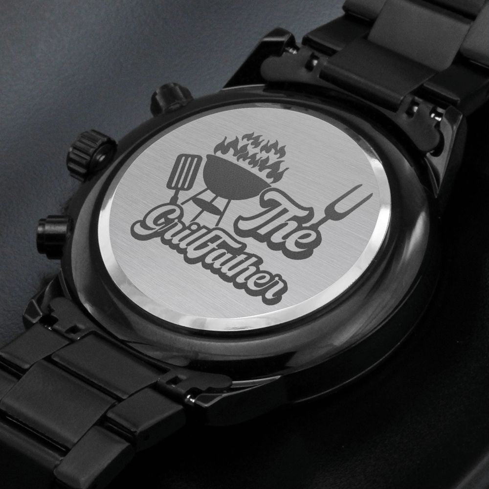 The Grill Father Engraved Multifunction Analog Stainless Steel Chronograph Men's Watch W Copper Dial-Express Your Love Gifts