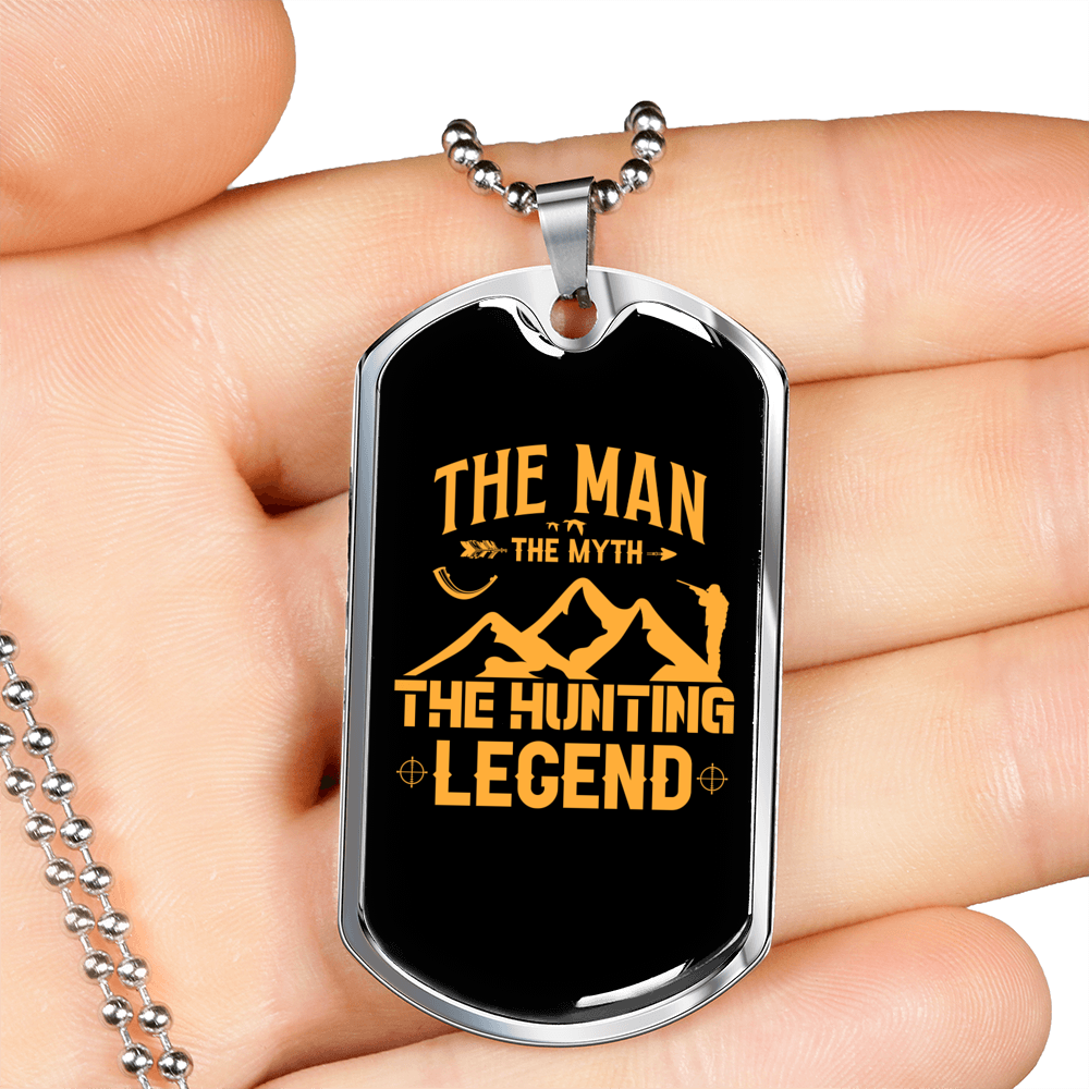 The Hunting Legend Myth Necklace Stainless Steel or 18k Gold Dog Tag 24" Chain-Express Your Love Gifts