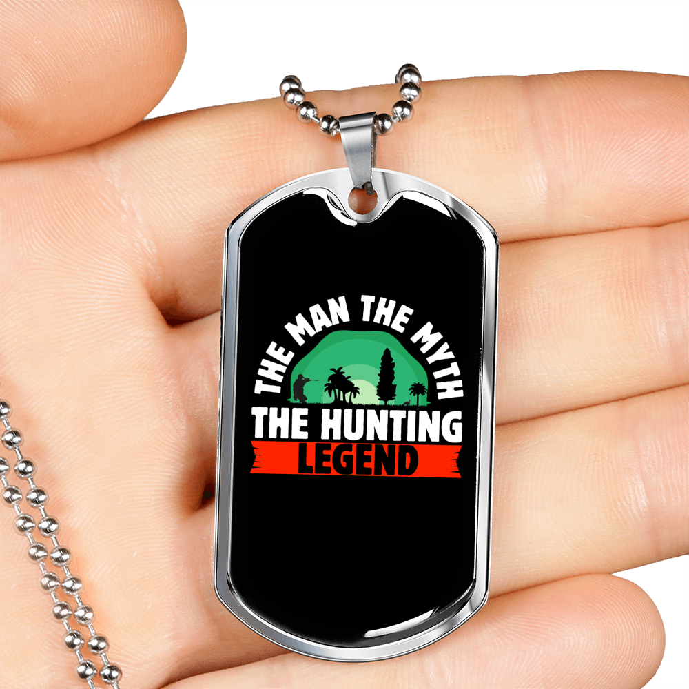 The Hunting Legend Necklace Stainless Steel or 18k Gold Dog Tag 24" Chain-Express Your Love Gifts