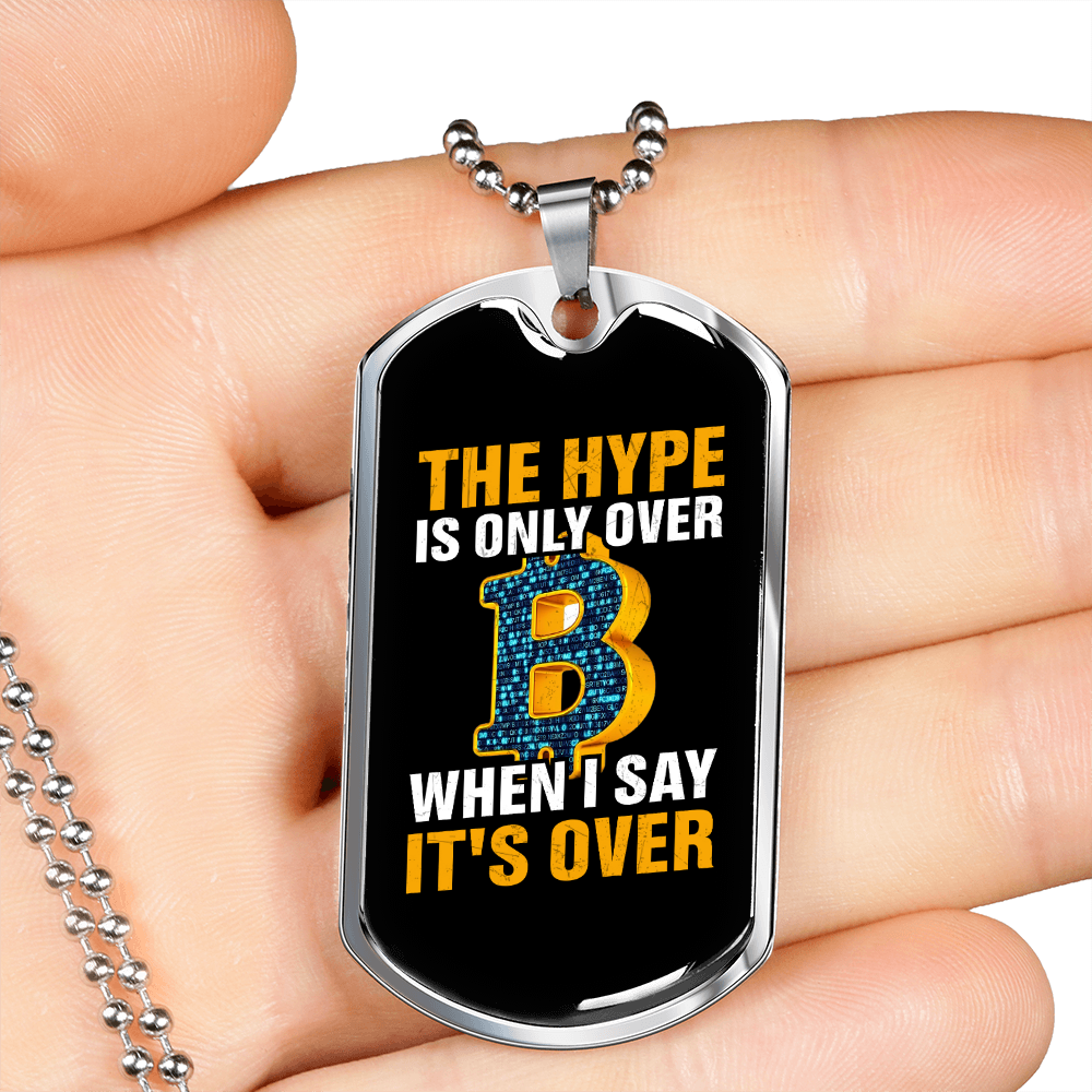 The Hype Crypto Necklace Stainless Steel or 18k Gold Dog Tag 24" Chain-Express Your Love Gifts