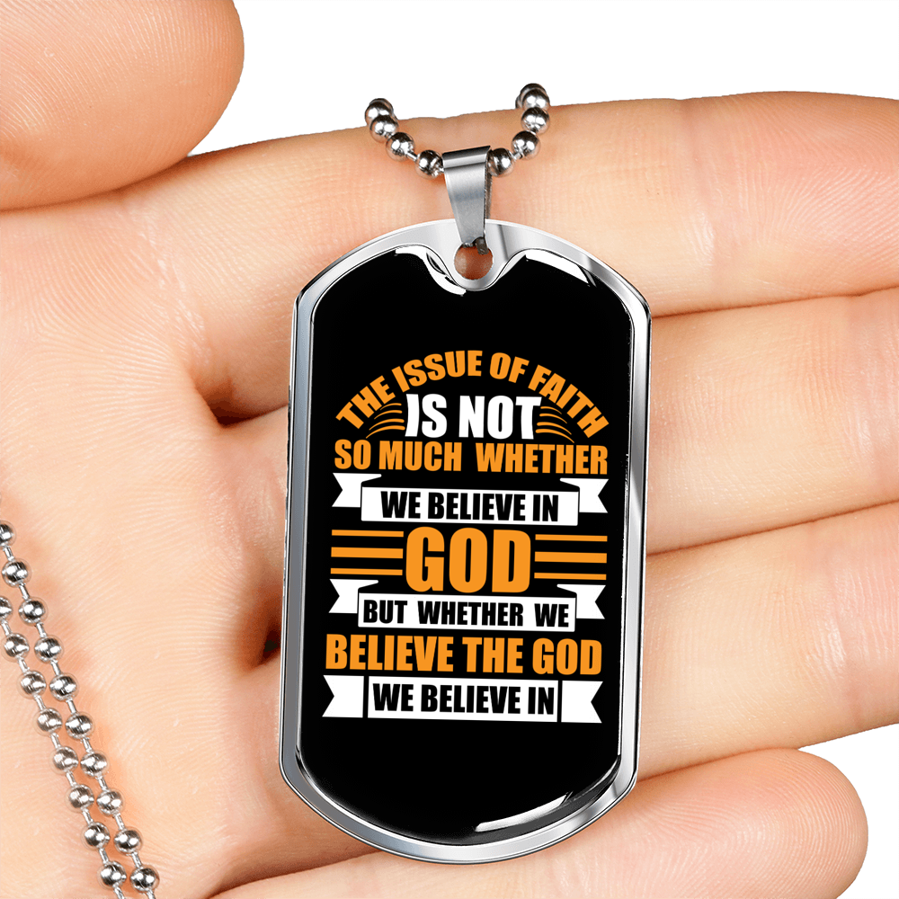 The Issue Of Faith Christian Necklace Stainless Steel or 18k Gold Dog Tag 24" Chain-Express Your Love Gifts