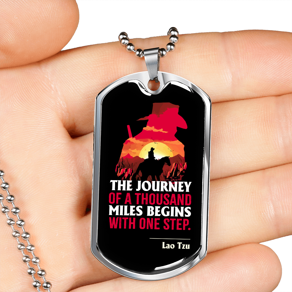 The Journeyof a Thousand Miles Horse Necklace Stainless Steel or 18k Gold Dog Tag 24" Chain-Express Your Love Gifts