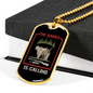 The Jungle Is Calling Hunting Necklace Stainless Steel or 18k Gold Dog Tag 24"-Express Your Love Gifts